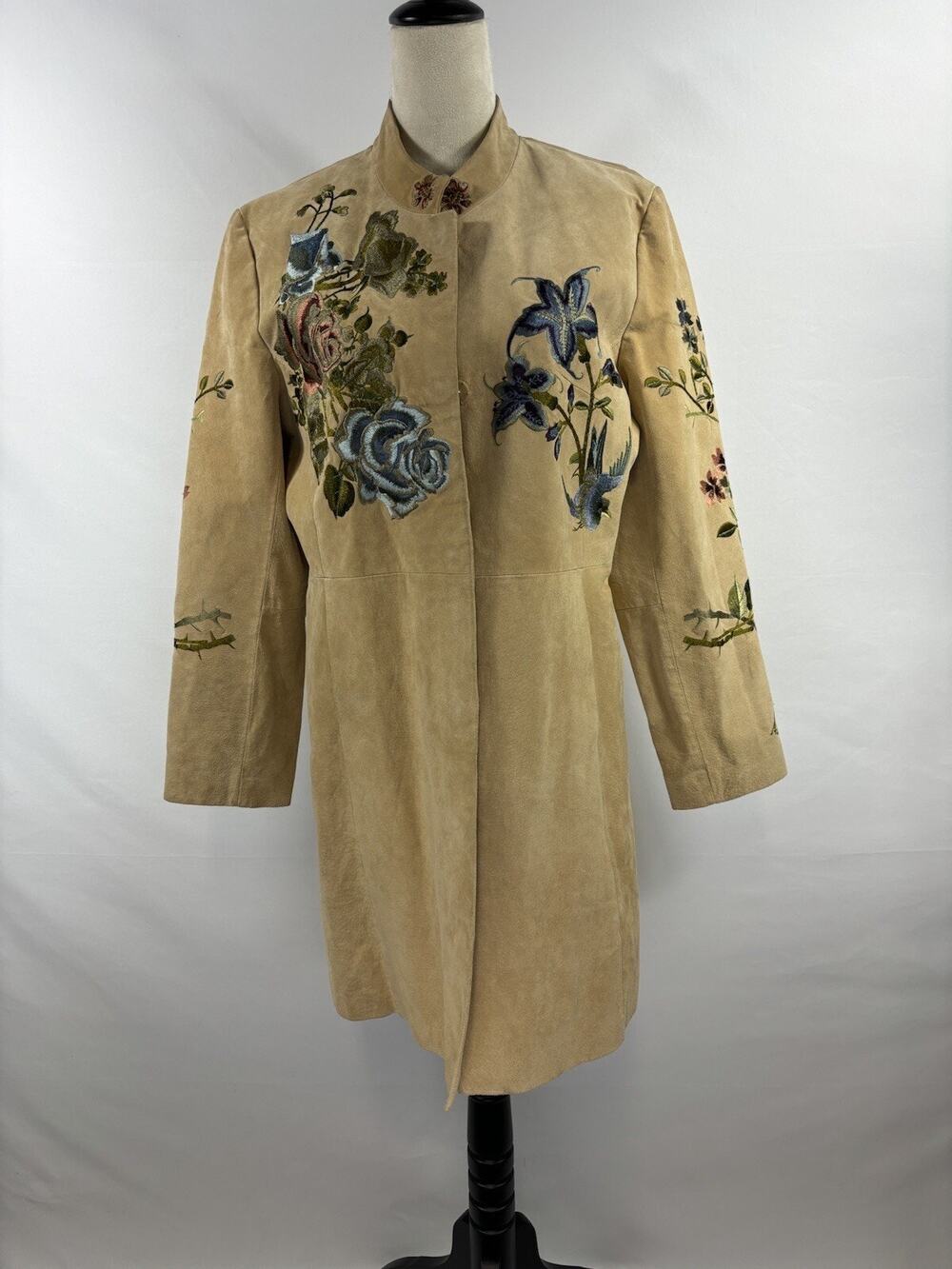 Bagatelle Suede Jacket Tan 14 Embroidered Boho Lined
